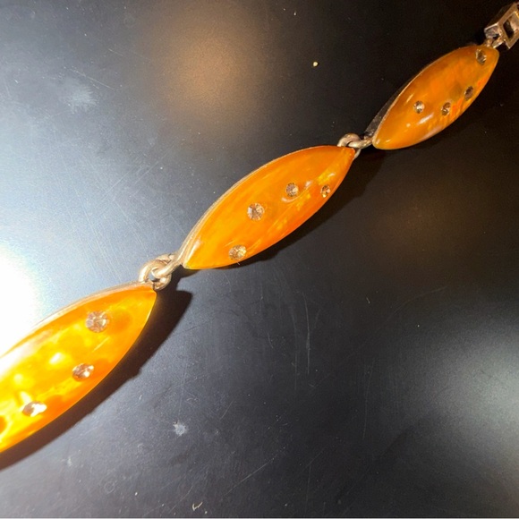 Monet Amber-Tone Marquise Link Bracelet with Sparkling Accents - Picture 3 of 4